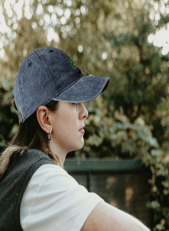 RLQWTKV Cactus Embroidered Baseball Cap for Women Men Sun Adjustable Hat Gifts Black - Image 4